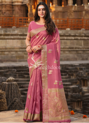 Shuddhi L. Pink Color Faux Tissue Saree
