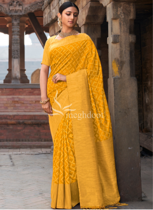 Sopali Mustard Color Jodhpuri Spun Silk Saree