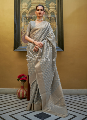 Swara Grey Color Linen Saree