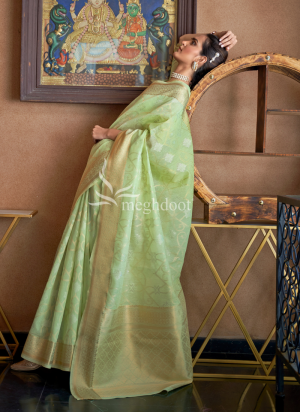 Swara Light Green Color Linen Saree
