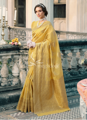 Vanessa Yellow Color Linen Saree     