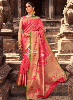Atarah Dark Gajari Color Kanchipuram Silk Saree