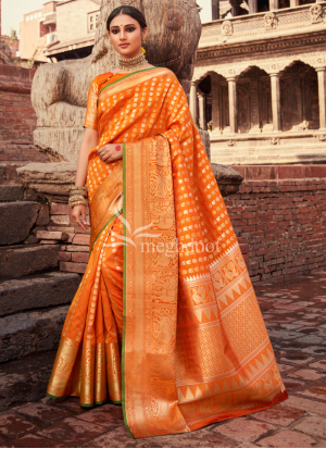 Atarah Gold Color Kanchipuram Silk Saree