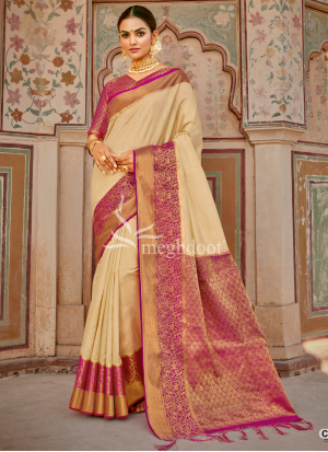 Kalliste Tassar and Rani Color Spun Silk Saree