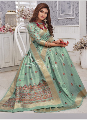 Zariya C.Green Color Tussar Silk Saree    
