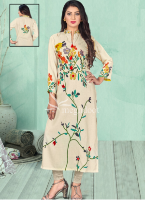 Meghdoot Cream Color extra large Size South Cotton Kurti
