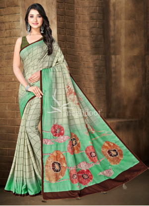 Meghdoot C. Green Color Tussar Silk Saree DG0081-T_PRINT003