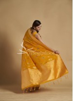 Mustard Yellow color Raw/ Dupion silk saree