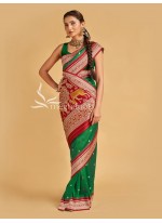 Black, N.P. Green and Red color Sambalpuri Tussar Silk Sarees