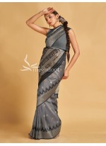 Black and Light Grey color Sambalpuri Tussar Silk Sarees