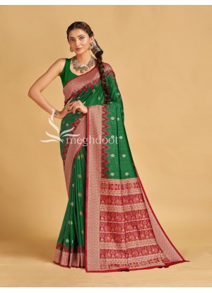 Black, Green and Red color Sambalpuri Tussar Silk Sarees