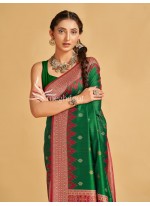 Black, Green and Red color Sambalpuri Tussar Silk Sarees