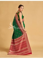Black, Green and Red color Sambalpuri Tussar Silk Sarees