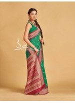 Firozi, Green and Red color Sambalpuri Tussar Silk Sarees
