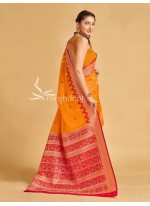 Red and Gold color Sambalpuri Tussar Silk Sarees