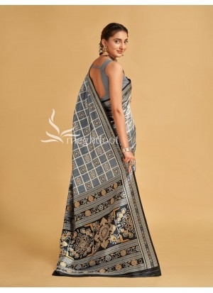 Black and Light Grey color Sambalpuri Tussar Silk Sarees