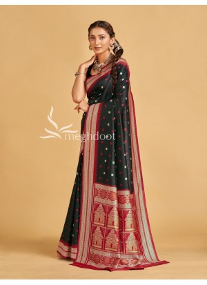 Black and Red color Sambalpuri Tussar Silk Sarees