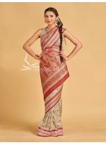 Chikoo and Red color Sambalpuri Tussar Silk Sarees