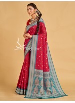Rani, Red and Rama color Sambalpuri Tussar Silk Sarees