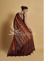 Brown color tassar silk saree