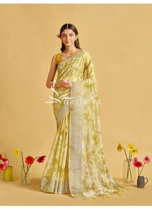 Yellow color Organza Saree with Sequin work