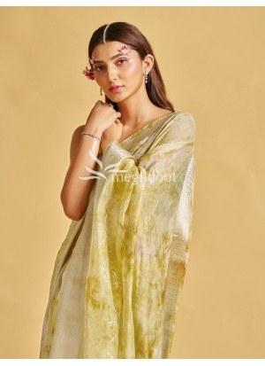 Yellow color Organza Saree with Sequin work
