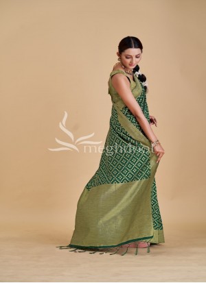 Rama Color Raw Silk Saree