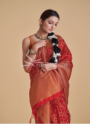 Red Color Raw Silk Saree