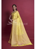 Light lemon yellow Color knjivaram Silk Saree