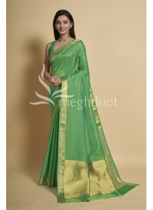 Rama Green Color Tissue kanjivaram Silk Saree