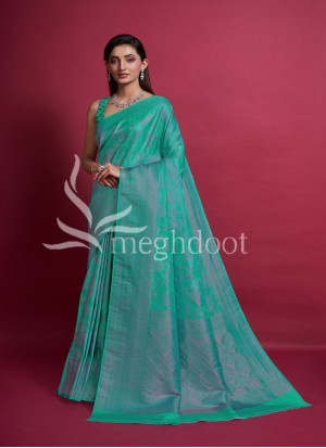 Rama Green Color kanjivaram Silk Saree