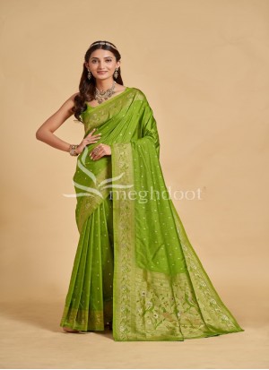 Pista Green color Soft silk saree