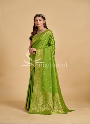 Pista Green color Soft silk saree