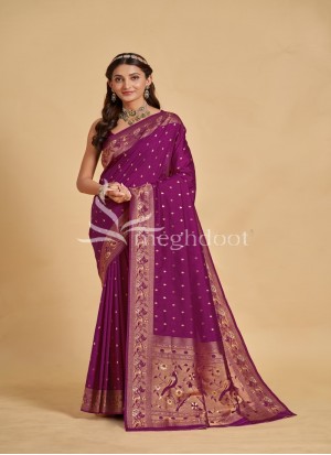Wine Purple color Soft silk saree
