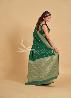 Rama Green color Soft silk saree