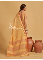 Gold Color Trissue Linen Saree