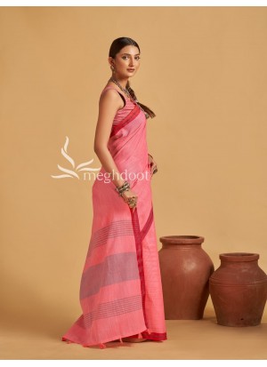 Pink Color Linen Saree