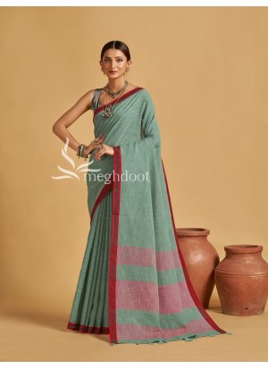 Rama Color Linen Saree