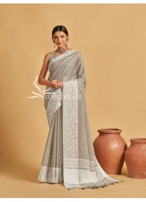 Brown Color Linen Saree