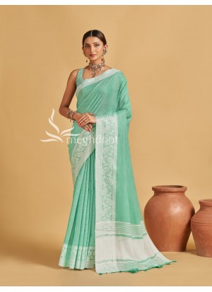 C. Green Color Linen Saree