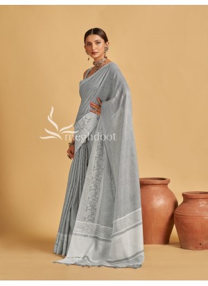 Grey Color Linen Saree