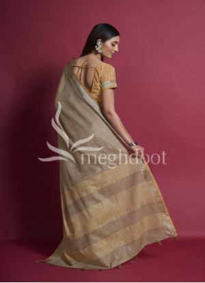 Brown Color Linen Saree
