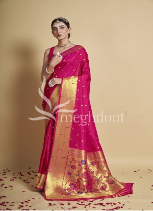  Rani Pink and red Color Katan Silk Saree