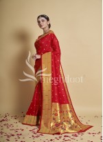 Red Color Katan Silk Saree
